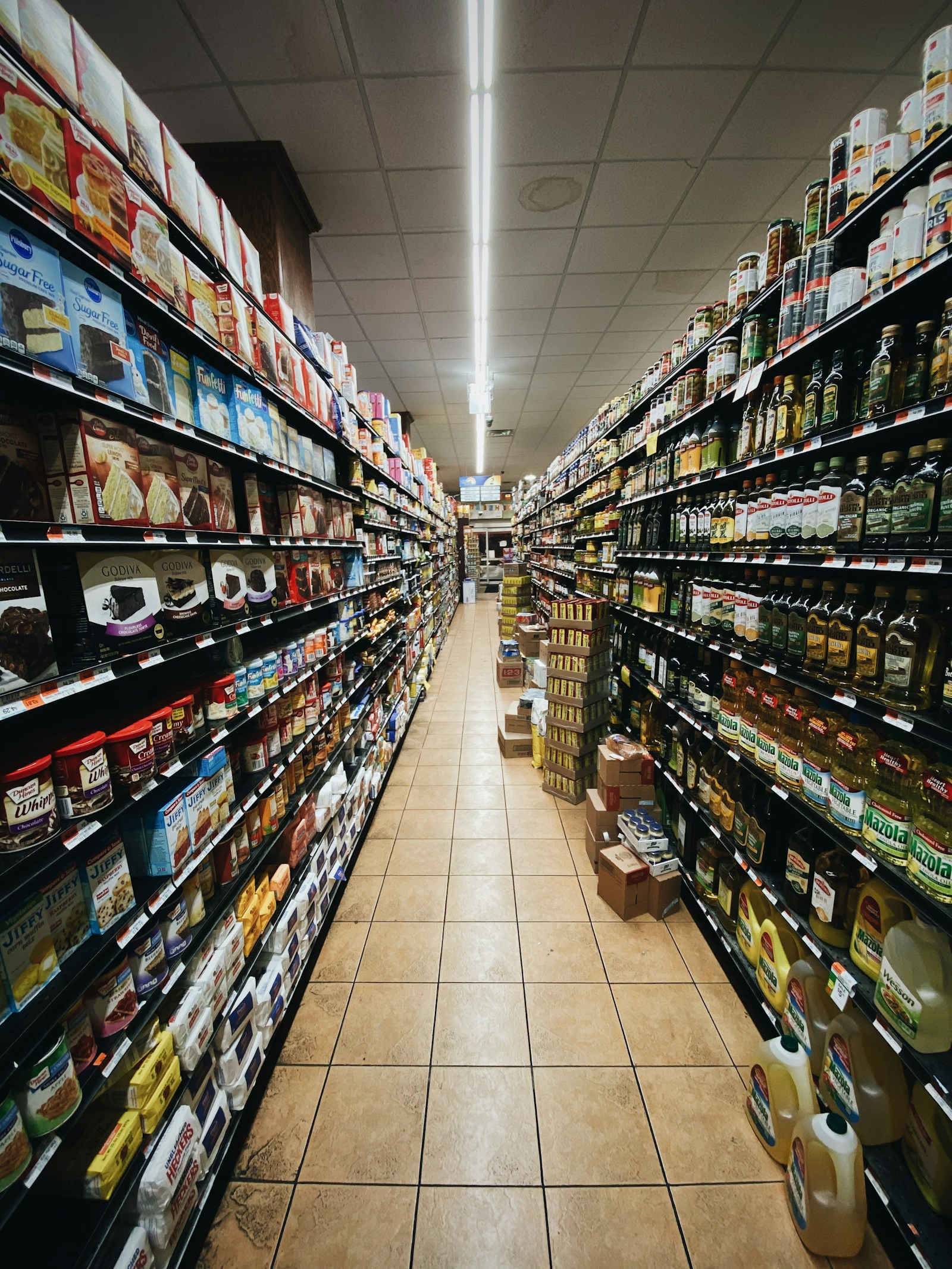 Stocked shelves in a New York retail store